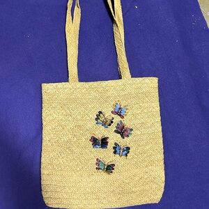 straw butterfly purse